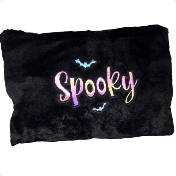 🦇Black Iridescent Spooky Bat Throw Toss Halloween Pillow - Picture 2 of 3